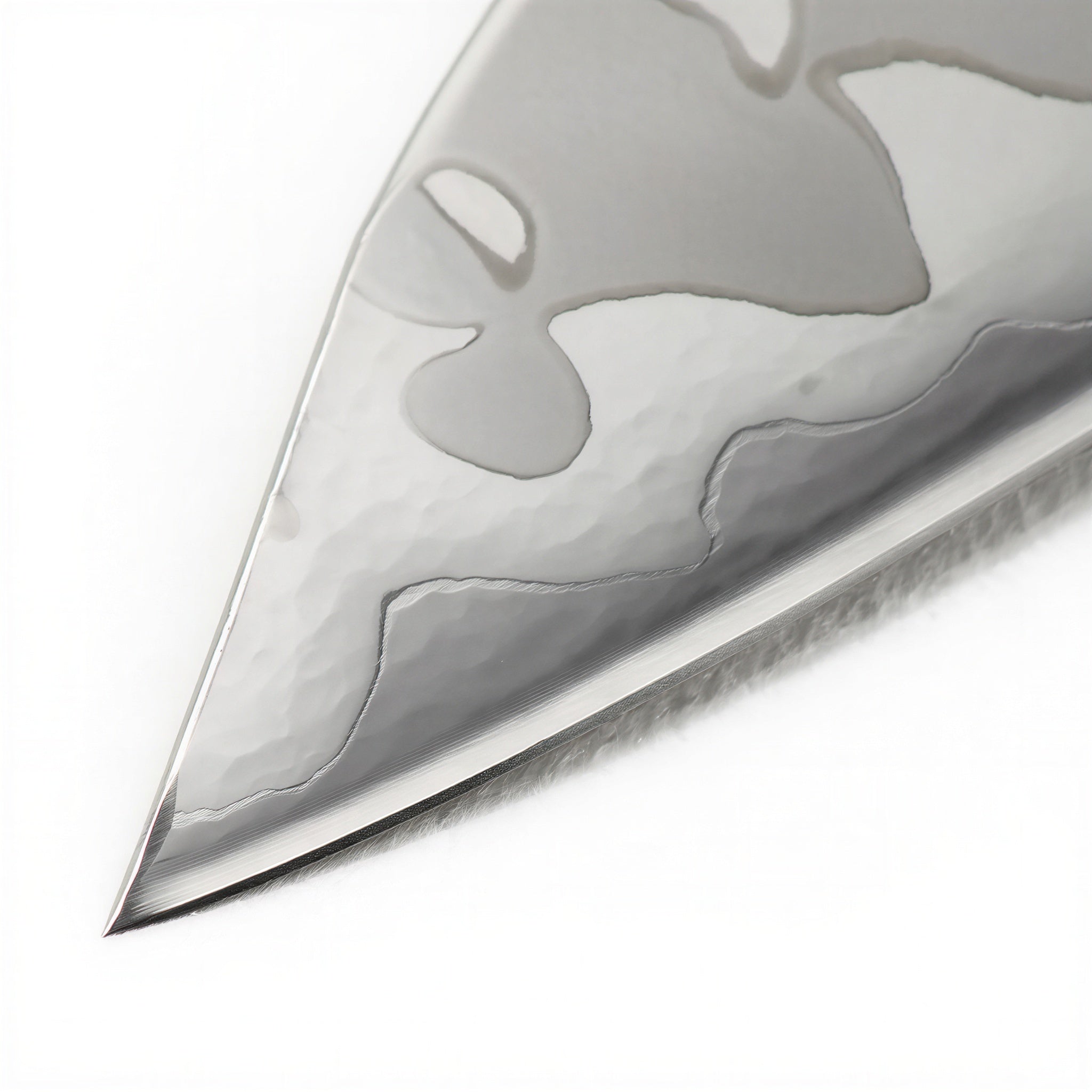 Couteau japonais de chef Ipso Nami - Lame acier 10Cr15CoMoV à 7 couches- Manche résine marbrée bleu et blanc