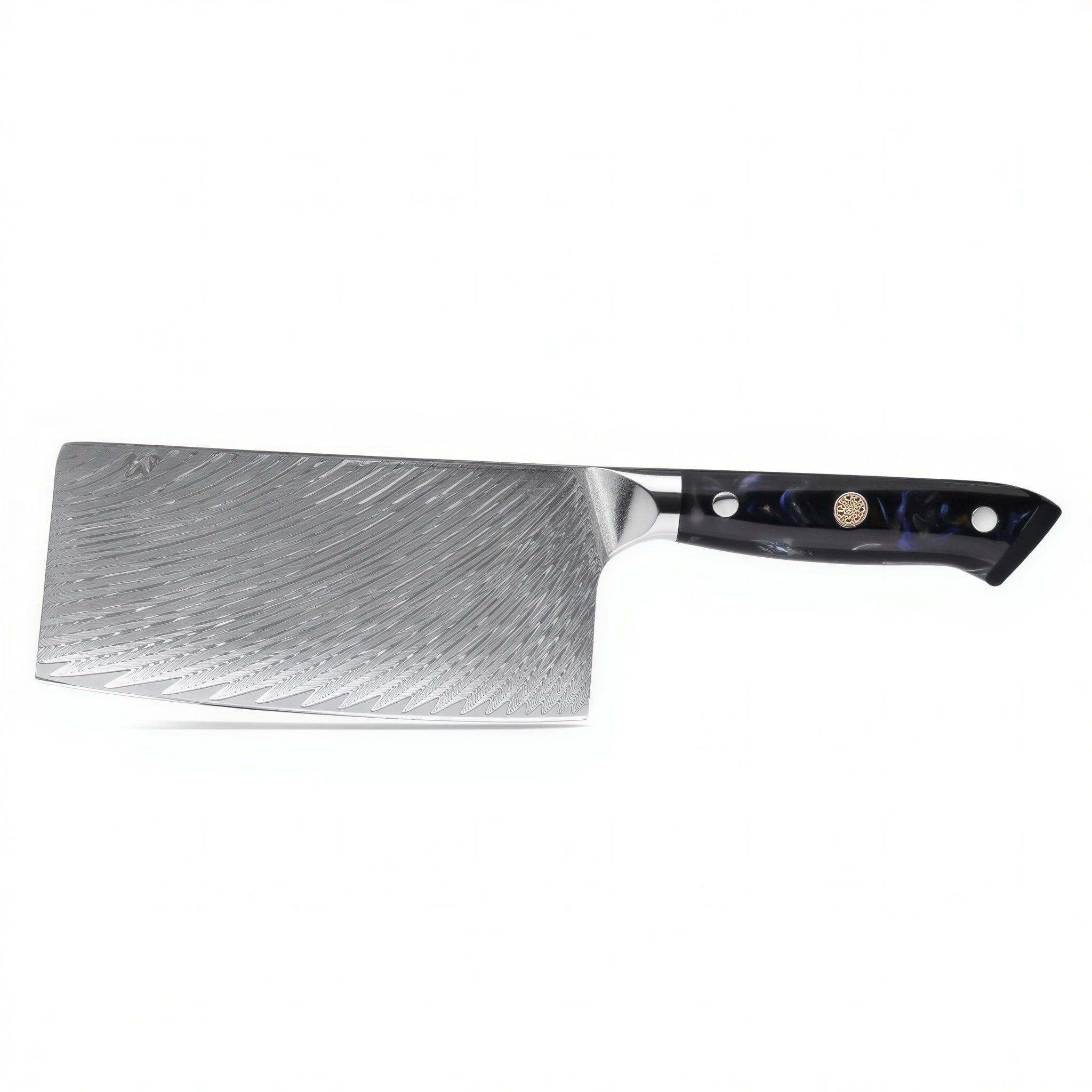 Couperet de cuisine japonais 7 pouces Ipso Shiro – Lame acier Damas 67 couches VG10 – Manche résine marbrée renforcée