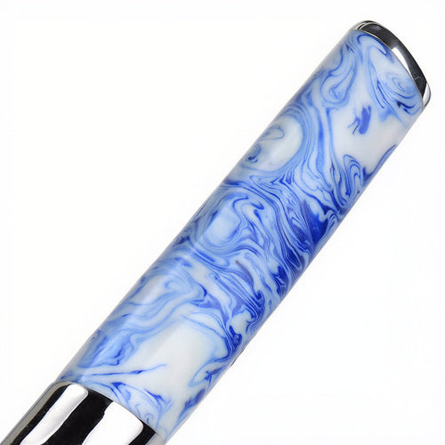 Couteau japonais de chef Ipso Nami - Lame acier 10Cr15CoMoV à 7 couches- Manche résine marbrée bleu et blanc