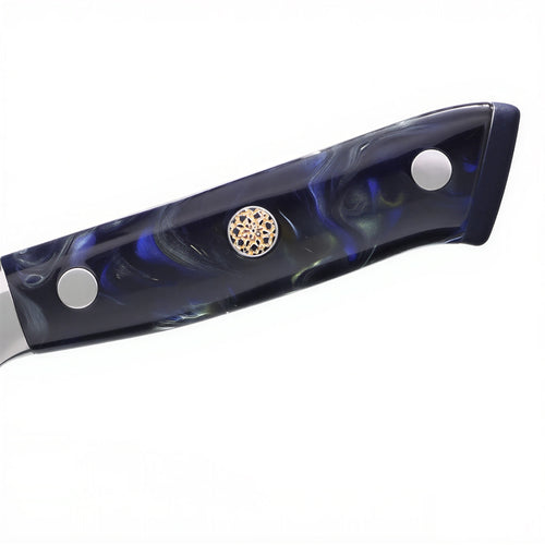 Couperet de cuisine japonais 7 pouces Ipso Shiro – Lame acier Damas 67 couches VG10 – Manche résine marbrée renforcée