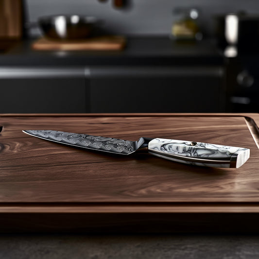 IPSO Lyra – Couteau Japonais – Lame Damas 5” – Manche Résine Marbrée