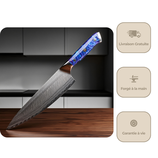 IPSO Kyvo – Couteau Japonais de Chef 20 cm – Manche Résine